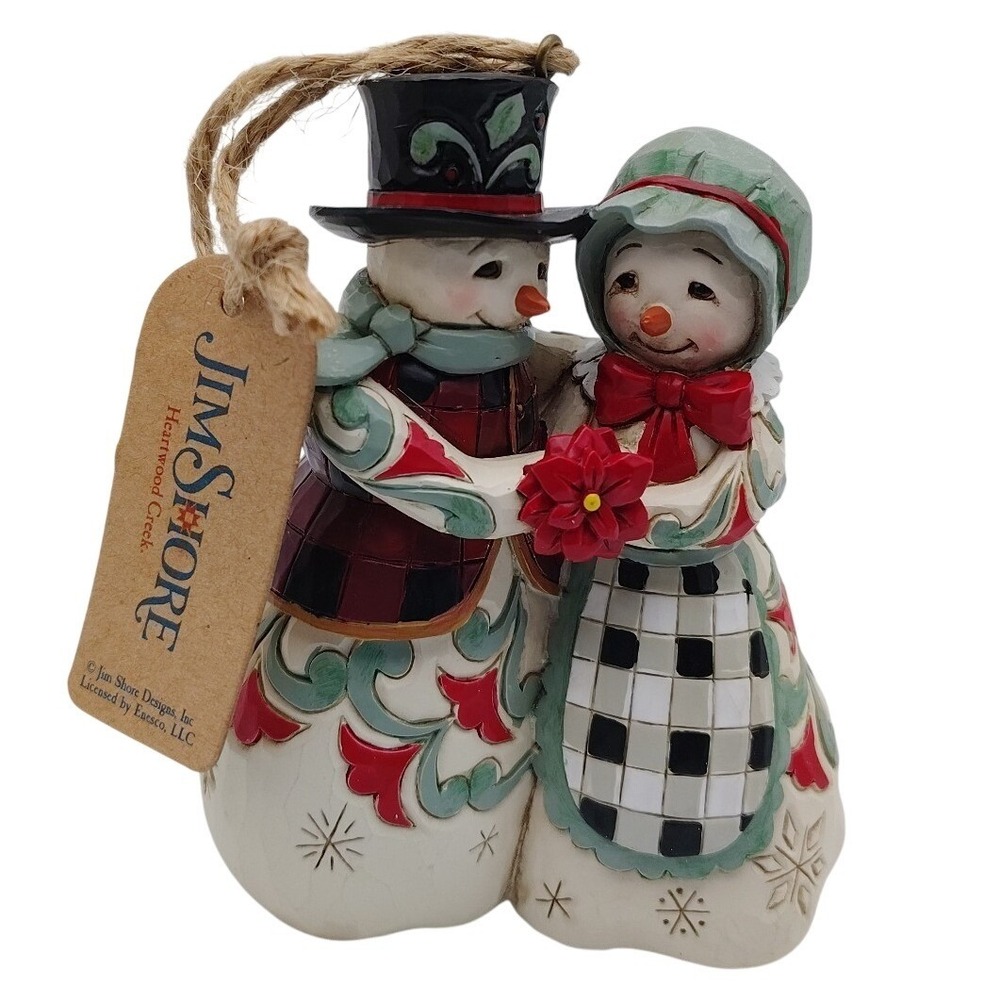 Jim Shore Highland Glen Christmas Mr & Mrs Snowman Snow Couple Ornament 6015448